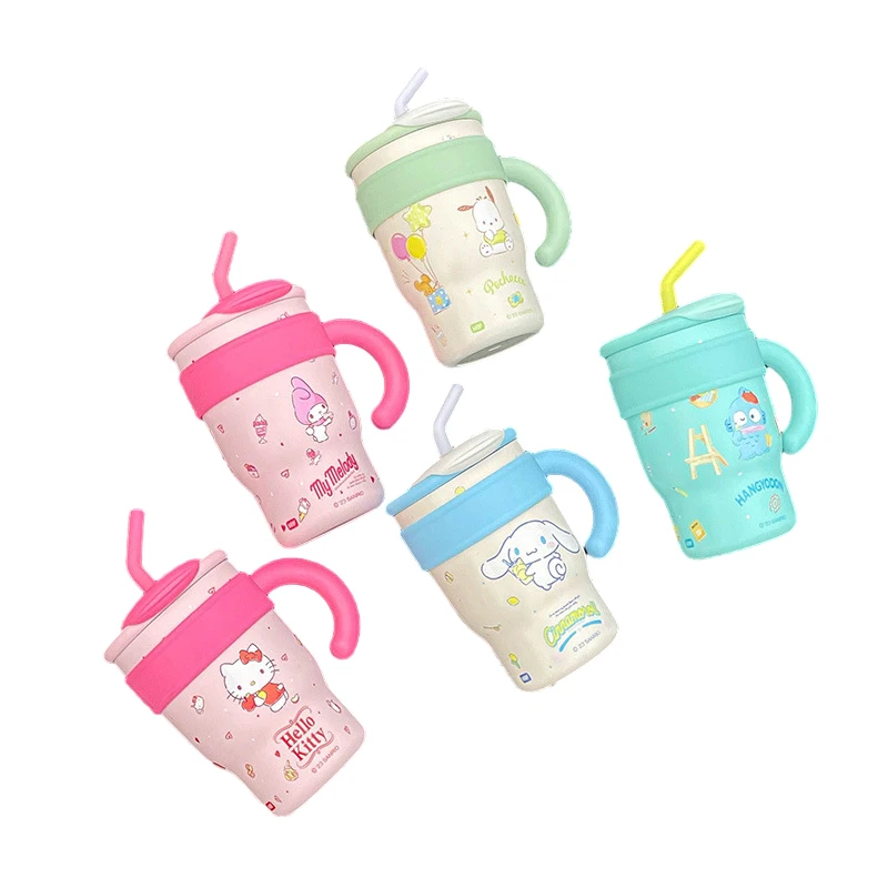 

Sanrio Kawaii Hello Kitty Thermos Bottle Straw Cup for Girls High-Looking Cinnamoroll Stainless Steel Large-Capacity Thermos Cup