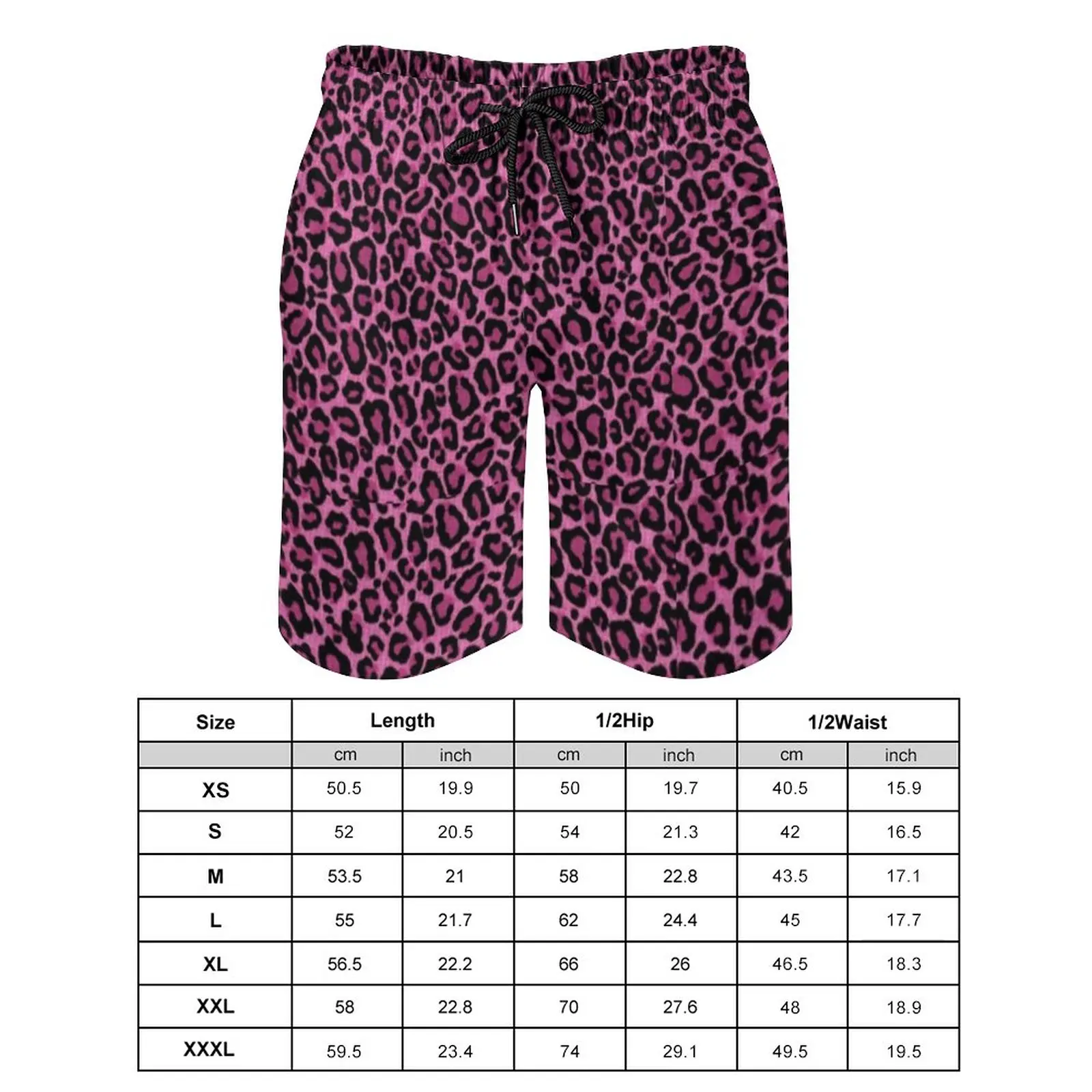 Funky leopard print board shorts de alta qualidade rosa preto