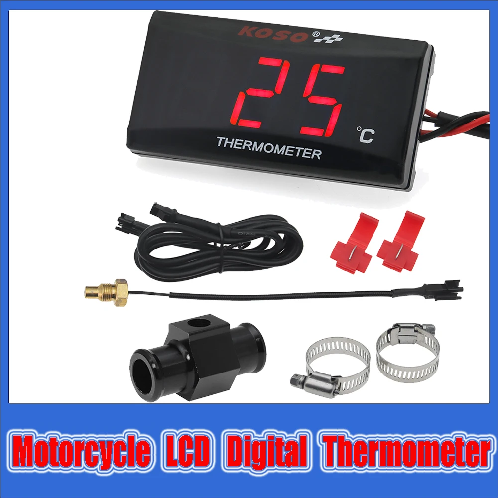 Universal Water Temp Meter Gauge with Adapter + Bracket Motorcycle LCD  Digital Thermometer for KOSO Racing Scooter