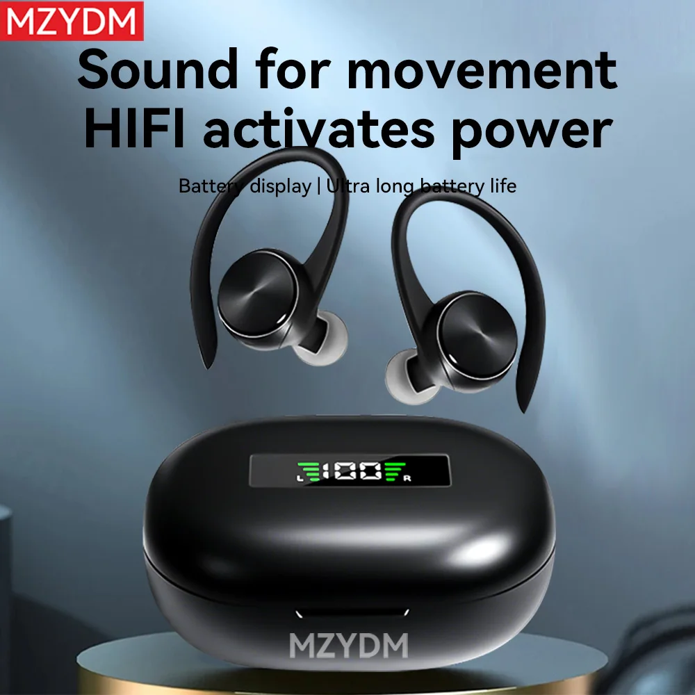 TWS Wireless Bluetooth Sports Earbuds with EarHooks - Waterproof, HiFi Stereo, Open-Ear Design