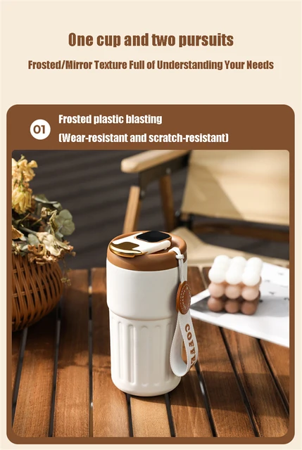 Coffee Thermos Cup Men's And Women's Fashion Portable Coffee Mug 450 ML  Intelligent Digital Display Temperature Tea Thermos