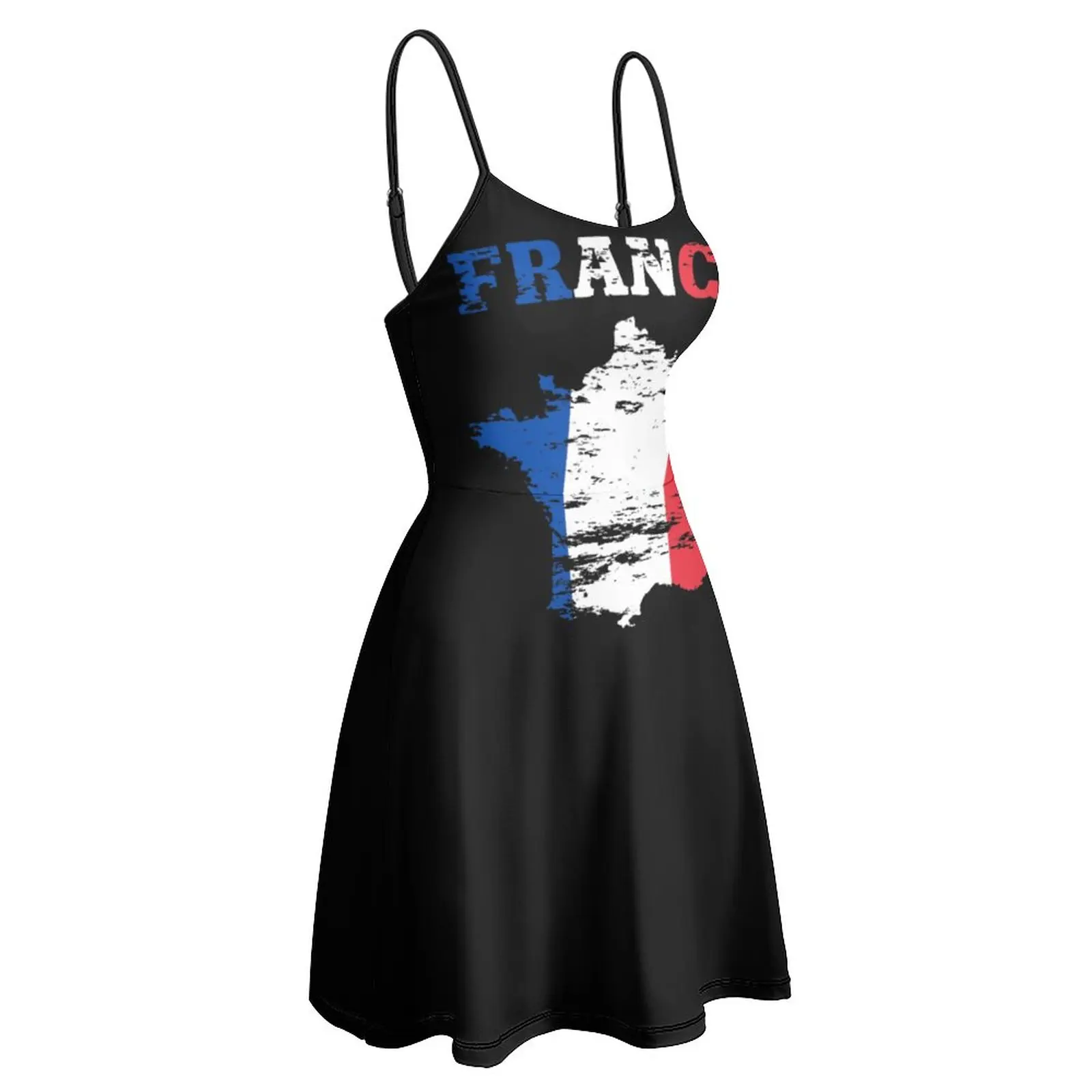 

République Française France Flag 23 Women's Sling Dress Humor Graphic Strappy Dress Classic Sexy Woman's Dress Vacations