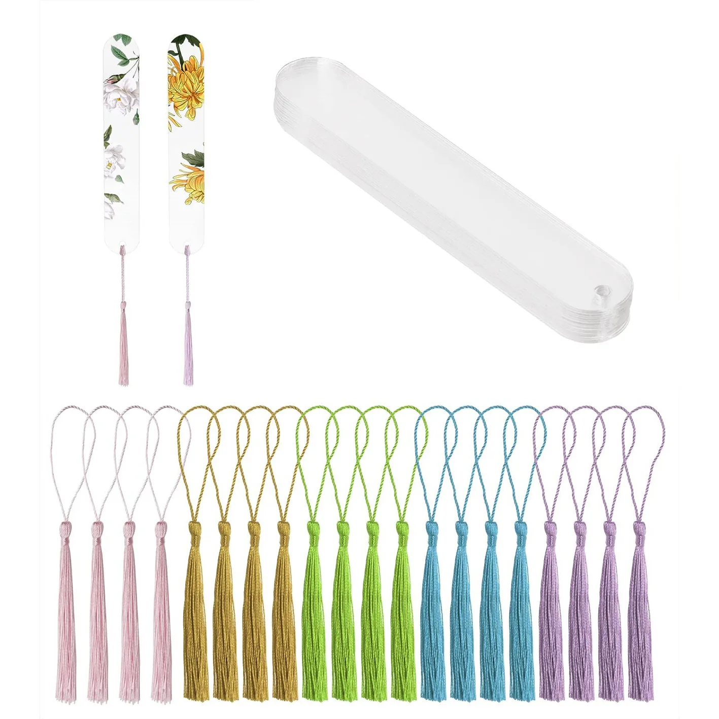 סימניות אקריליק ריקות 20 יח 'מלבן מלאכה שקוף סמני ספר אקרילי עם 20 יח' סימניות קטנות