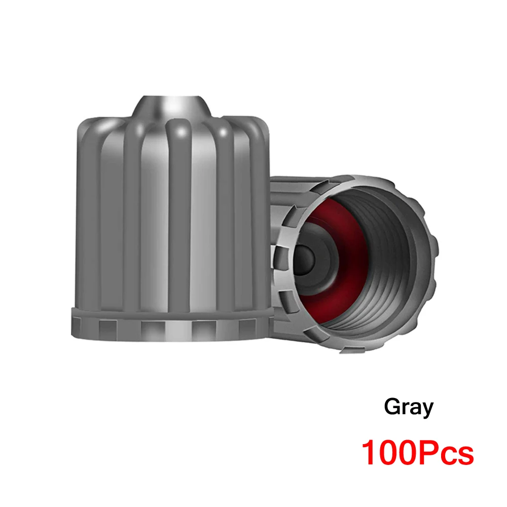 Premium Black & Grey Tire Valve Dust Caps - Durable Plastic Protection