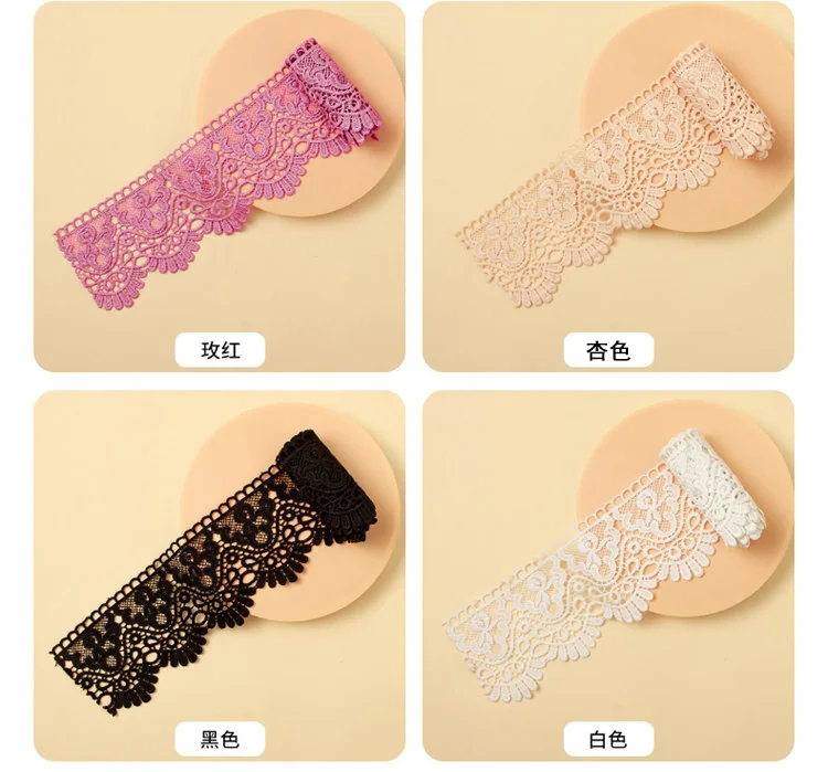 1 미터 블랙 화이트 중공 꽃 자수 레이스 리본 DIY 의류 봉제 패브릭 홈 수제 공예 커튼 장식 테이프