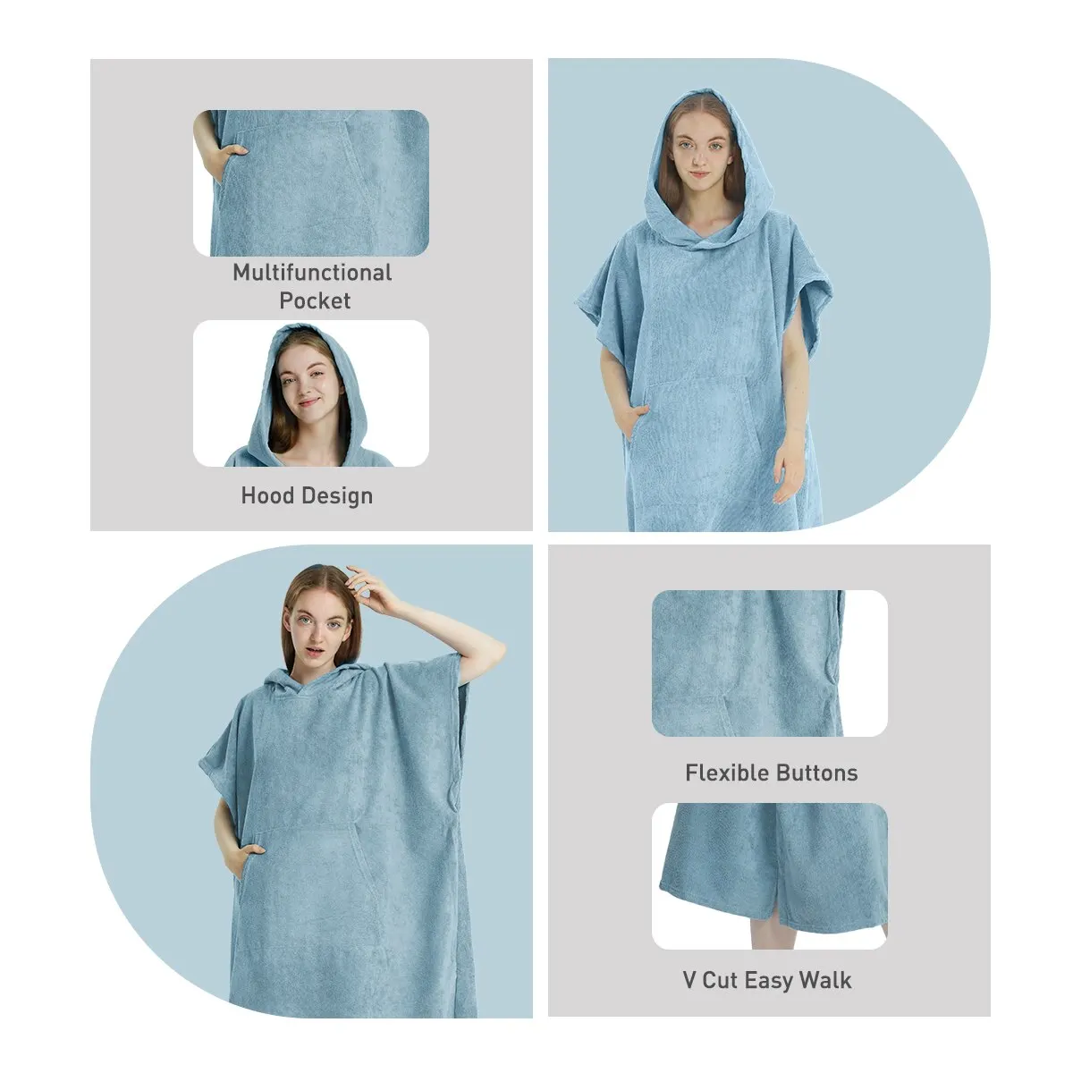 Surf Poncho Towel Quick-Dry Hoodie Microfiber Beach Robe Changing Swim Towel Beach Poncho for Adults Beach towels & mats Practical Beach Essentials