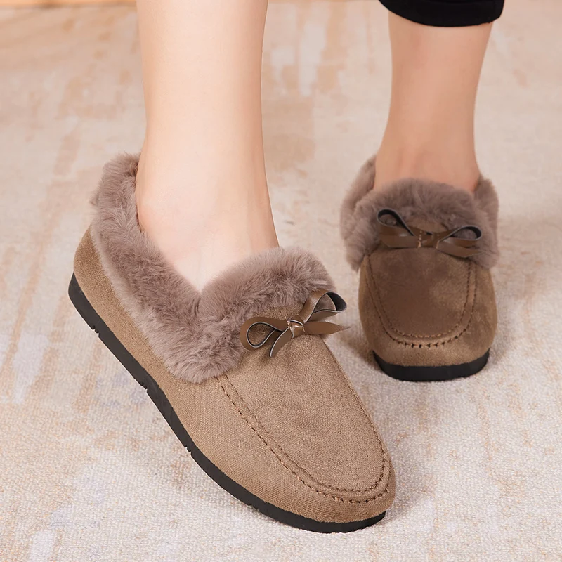 

women's winter plus velvet outer wear new thick-soled foot pedal explosions Mao Mao warm cotton Bean shoes 3975