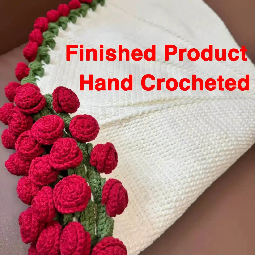 1M Hand Crocheted Round Bouquet Blanket &ndash; 3D Floral Foldable Blanket Gift for Mother