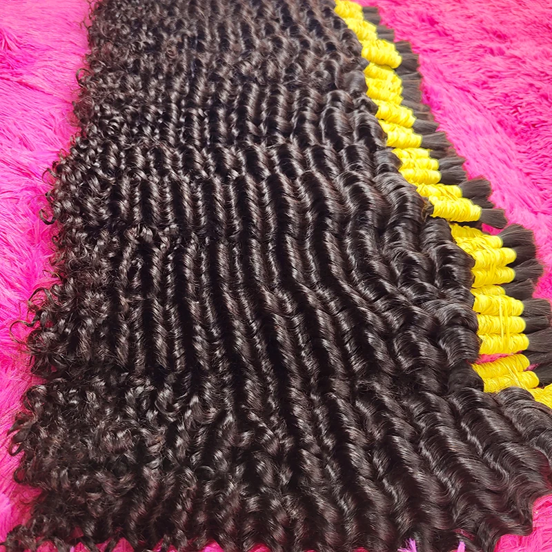

Вьющиеся волнистые человеческие волосы для плетения, 100% необработанные индийские волосы оптом, оригинальные волосы без уточка для плетения с полными концами