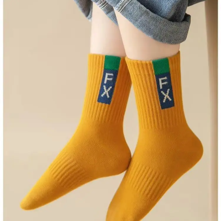 5 Pairs Children's Socks Autumn Mid-calf Length Cotton Socks Kids Boys Sporty Socks Crew Sock 3