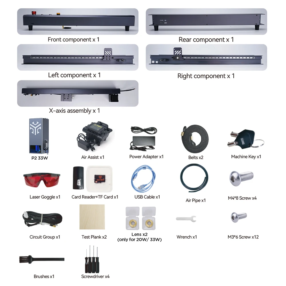 ACMER P2 33W Laser Engraving and Cutting Machine  Diode High Speed Woodworking with Air Assisted Pump Angraving Area 420x400mm