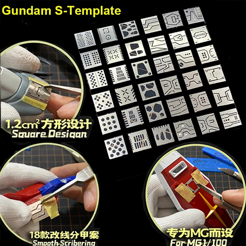 1/100 MG Mecha Detail Modification Tool Basic Auxiliary Pre-set Cutting Scheme Scribering 36 IN 1 model tools