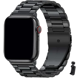 Elegant Titanium Stainless Steel Watch Strap - Premium Metal Bracelet in Luxe Finish - 38mm 40mm 41mm (Black tool)