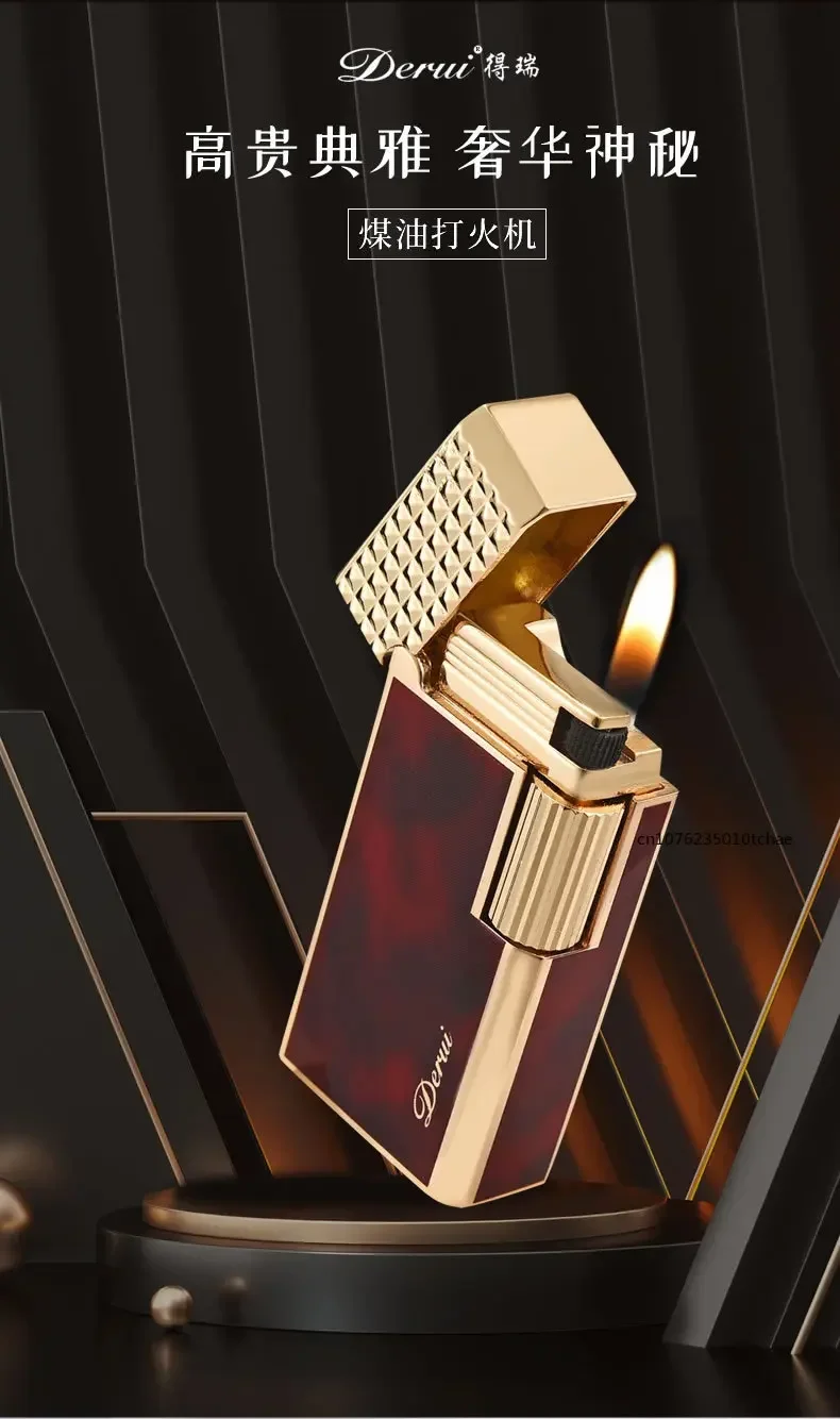 Description Picture 3 of item2024 New Derui Metal Langsheng Kerosene Lighter High-end Lighter Narrow Version Mini Side-sliding Open Flame Lighter