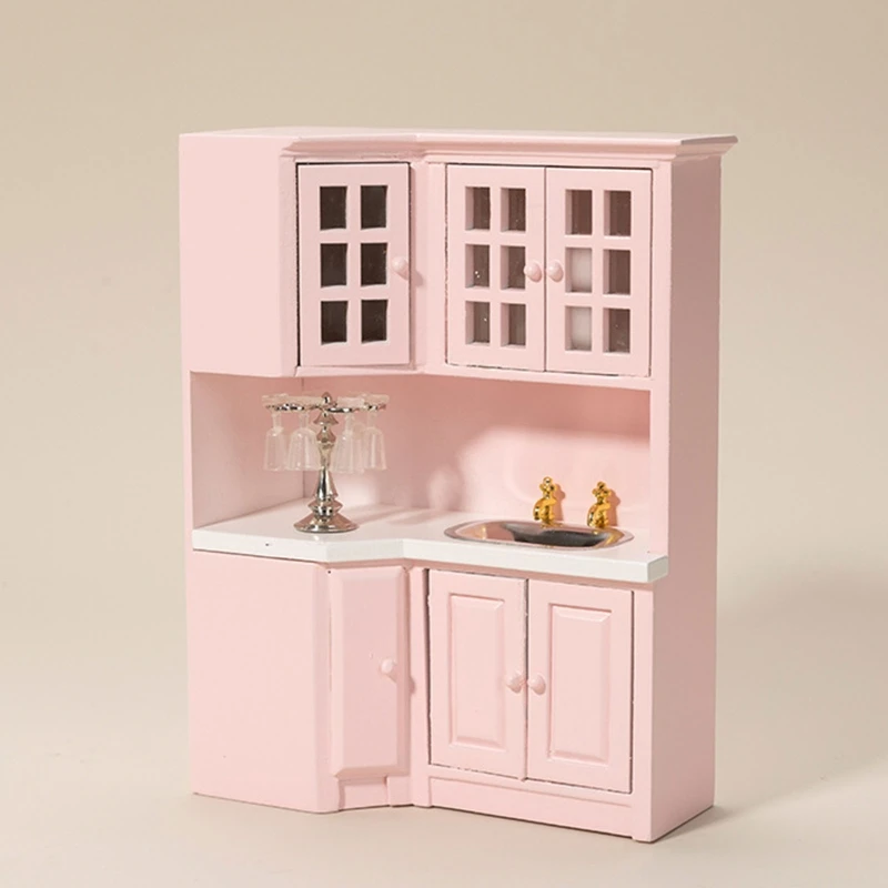 ドールハウスアクセサリーモデルミニシンク食器棚キッチンキャビネット