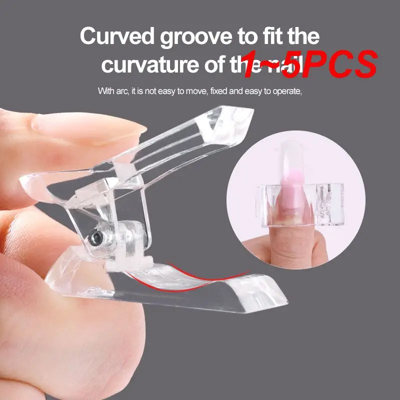 1~5PCS Transparent Nail Art Clips Gel Polish Fixed Extension Fingernail Building Tips Plastic Clamps Manicure Tools Nail Clip bagged uv gel fixed nail mold transparent poly nails gel quick construction tips clip finger extension uv led plastic nail tools