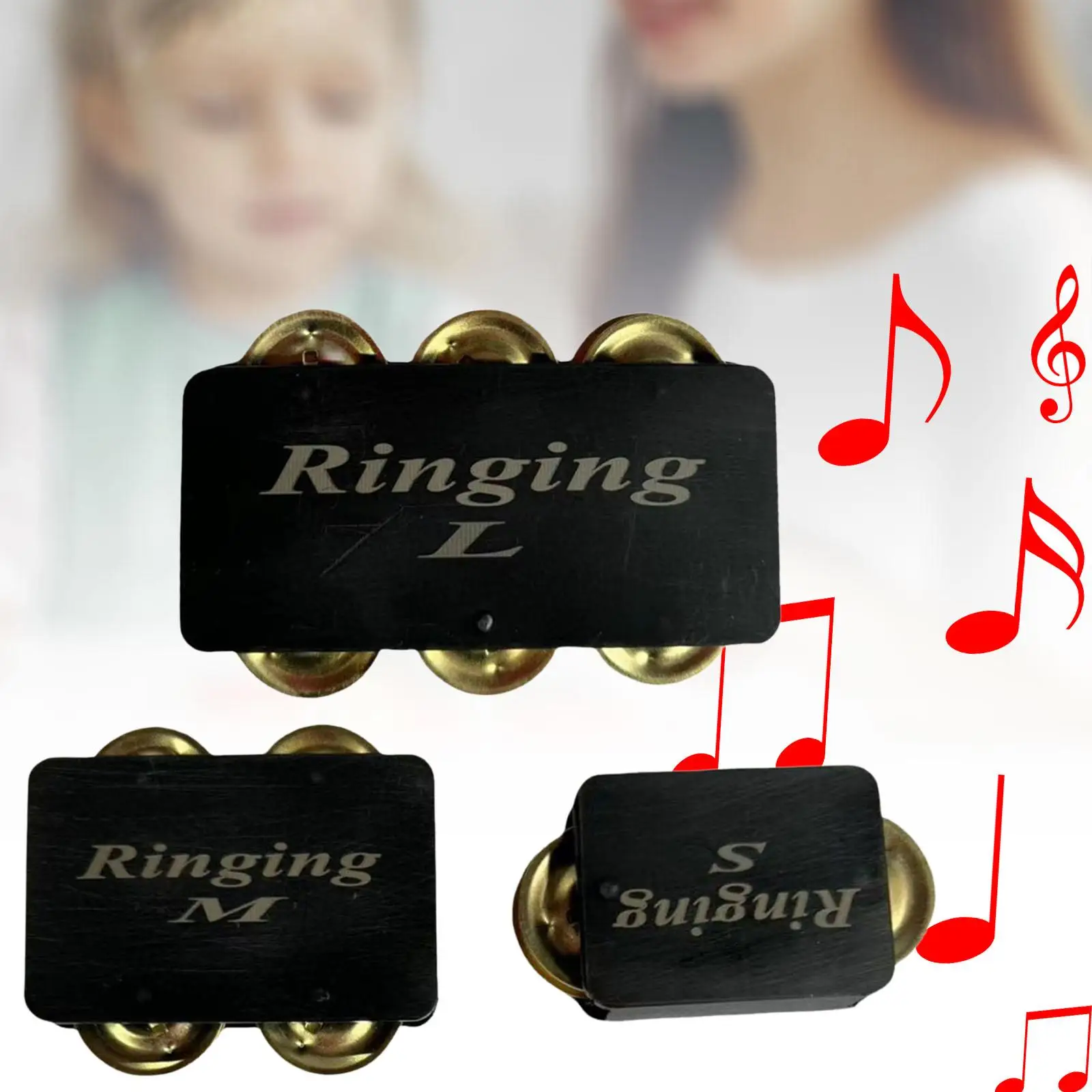 Finger Jingles Tambourine Rhythm Musical with Steel Jingles Hand Bell Rattle for Bongos Djembes Hand Drums Cajons Guitarists