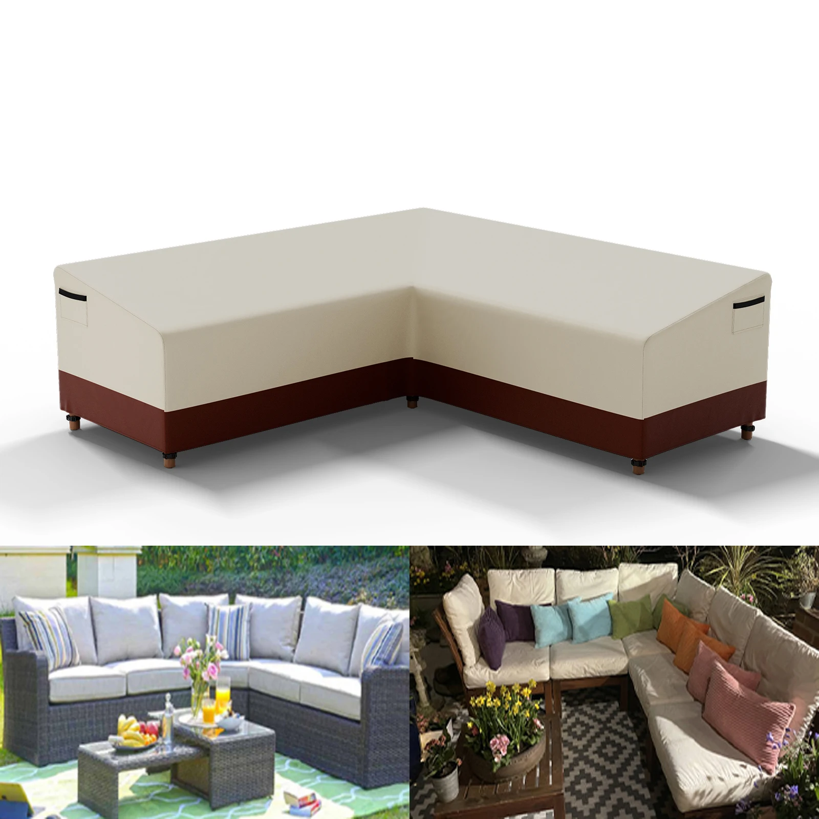 420D Outdoor V-Shaped Heavy Sofa Cover Duty Sectional Lawn