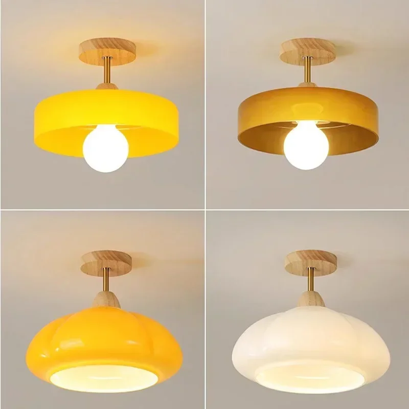 

Modern Glass Ceiling Light Orange Glass E27 Bulb For Entrance Balcony Hallway Bedroom Cloakroom Interior LED Lighting Fixtures