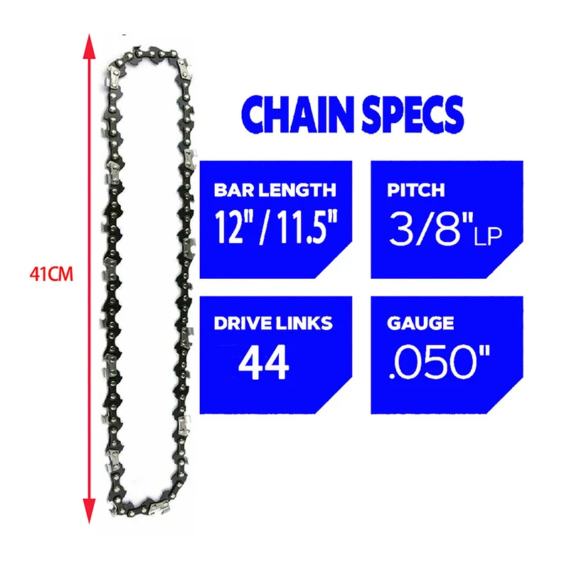 12/11.5 Inch Electric Chain Saw 44 DL 22 Cutter 3/8" LP Pitch.050" Gauge Chain Logging Pruning for Woodworking For chainsaw chain