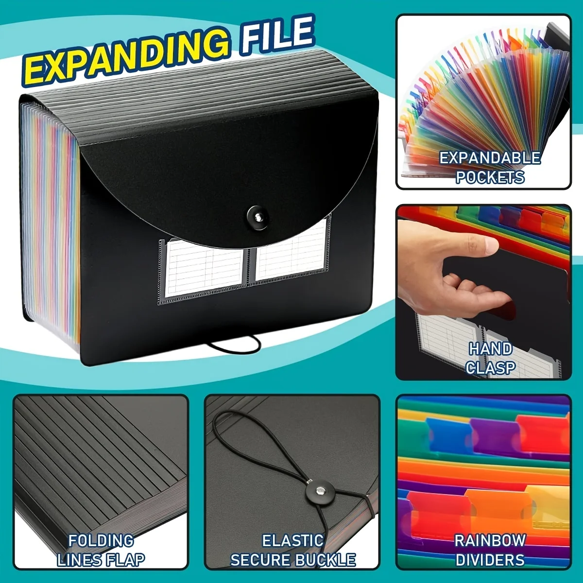 Portable Expanding File Folder with 13 Pockets and Colored Tabs – Ideal Document Organizer