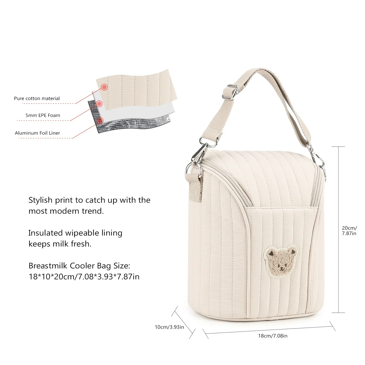 코튼 휴대용 보관 가방 지퍼 자수 기저귀 가방 재사용 가능한 기저귀 위생 패드 주최자 유모차 가방 화장품 핸드백