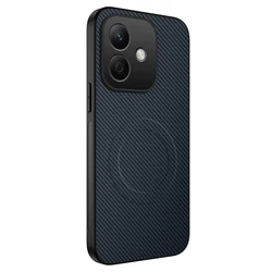 Carbon Fiber Magnetic Shockproof Silicone Bumper Case for Honor Play10 (Blue)