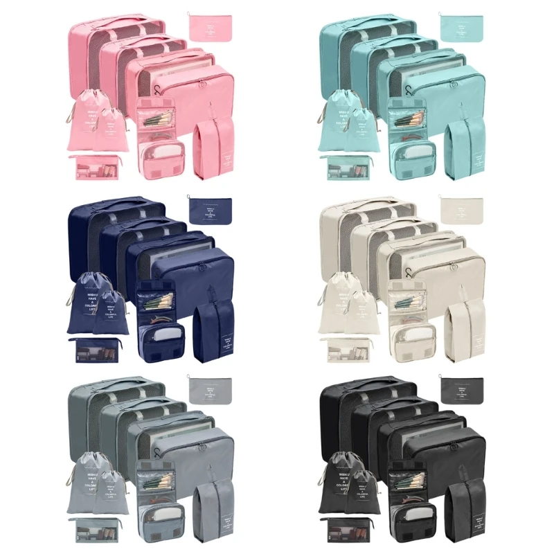 

Packing Storage Bags for Suitcases with Drawstring Bags and Travel Fluid Pouches