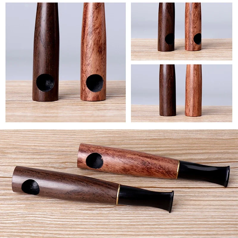 Straight Handle Smoking Pipes Cigarette Holder Creative Solid Ebony Wood Tobacco Pipes Father's Day Gift
