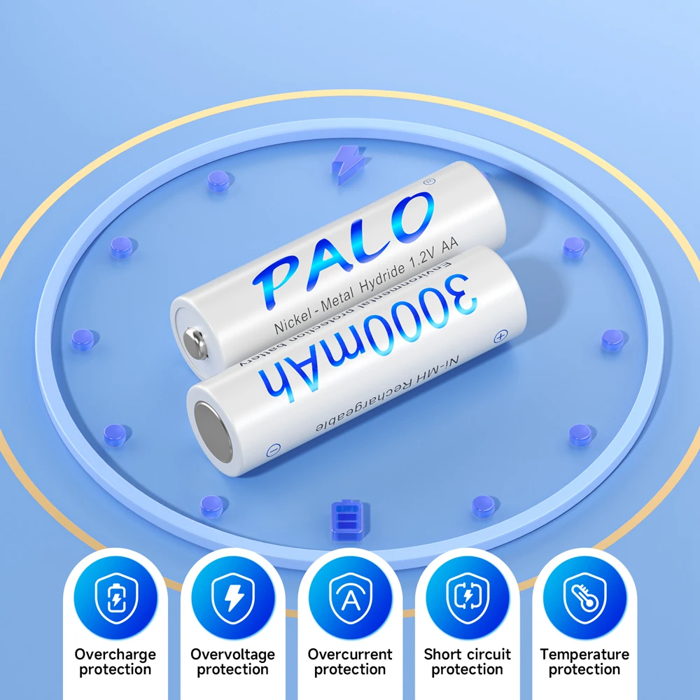 PALO 1.2V AA Rechargeable Batteries 3000mAh aa Ni-MH 100% Original High Capacity Current AA Battery Rechargeble For Camera Toys