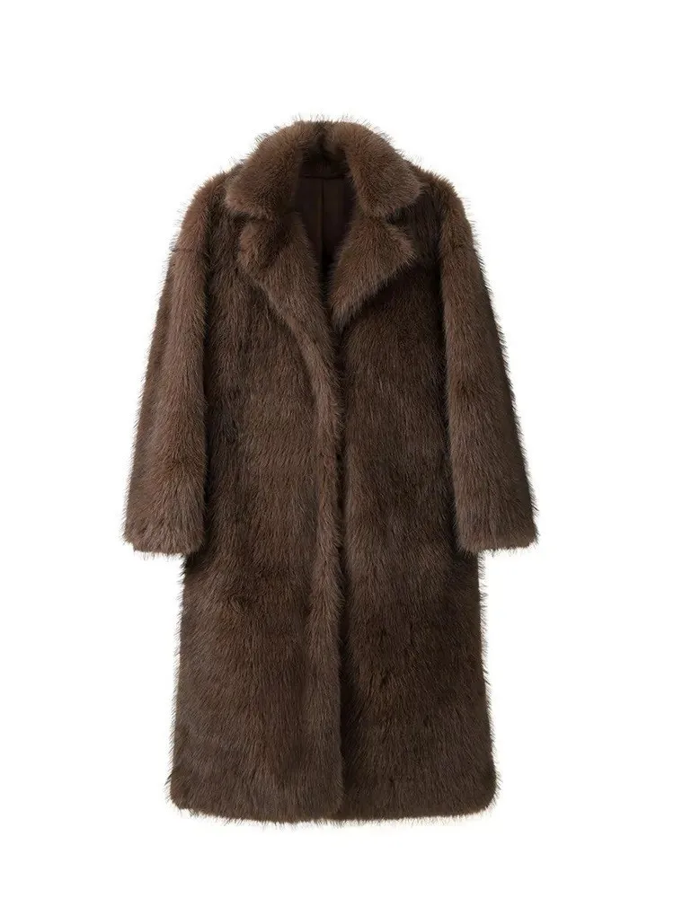 Faux Fur Jackets Women Solid Elegant Long Coat Cardigan Warm Thick Outerwear Jacket Furry Streetwear Coats Autumn Winter