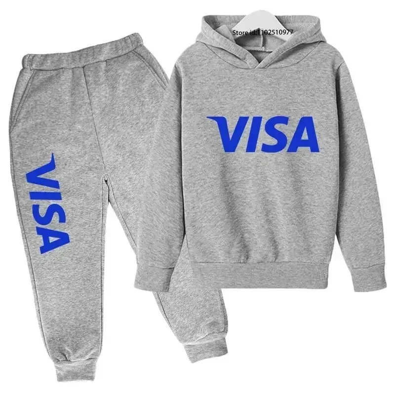 thumbnail image 1 of Chándales de tendencia primavera otoño 2024 para niños de 2 a 14 años, 2 piezas, sudadera con capucha y pantalones, trajes con estampado de letras, ropa para niños, 1 of 5