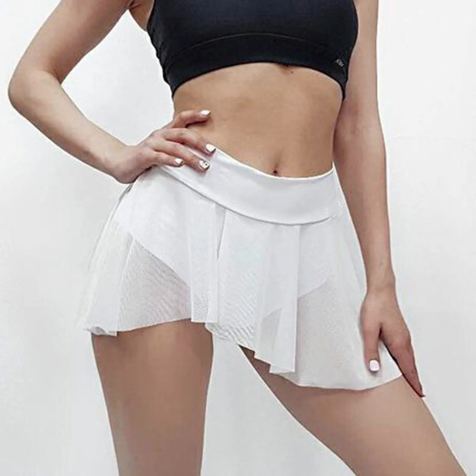 Sexy Women White Skirt Shorts Sporty Fitness Yoga Transparent Mini Ruffles  Shorts Summer Clothes - AliExpress