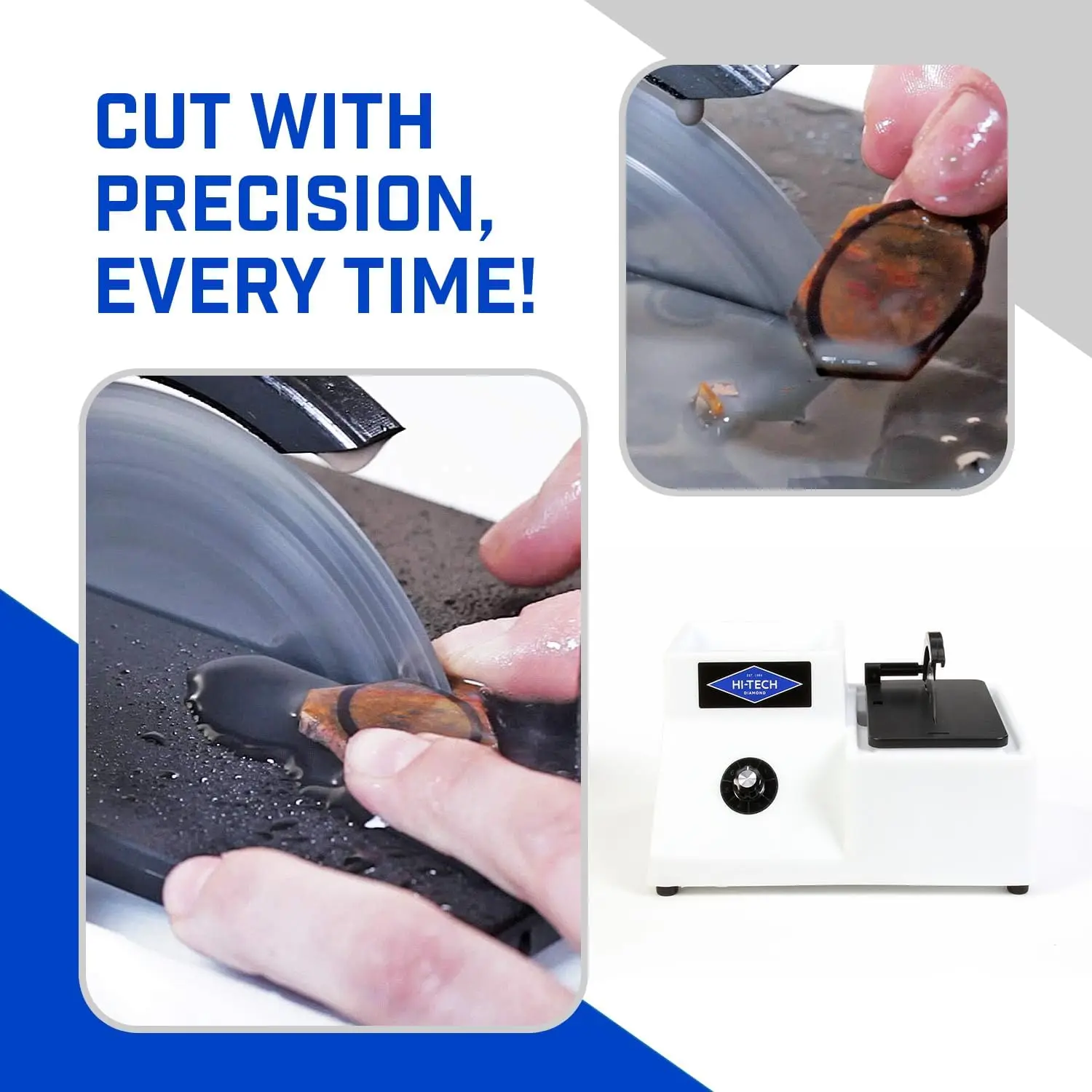 Hi-Tech Diamond - 4""/5"" Lapidary Equipment Trim Saw - Rock Saw, Stone, Glass Cutting, Trimming, Sawing Machine - Lapidary Saw 5