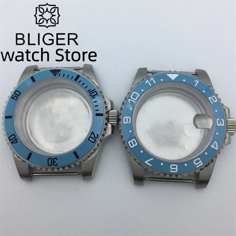 

BLIGER 40mm case with Tiffany Blue ceramic bezel sapphire glass fits the NH34 NH35/36 ETA2836 2824 PT5000 Miyota8215 DG movement