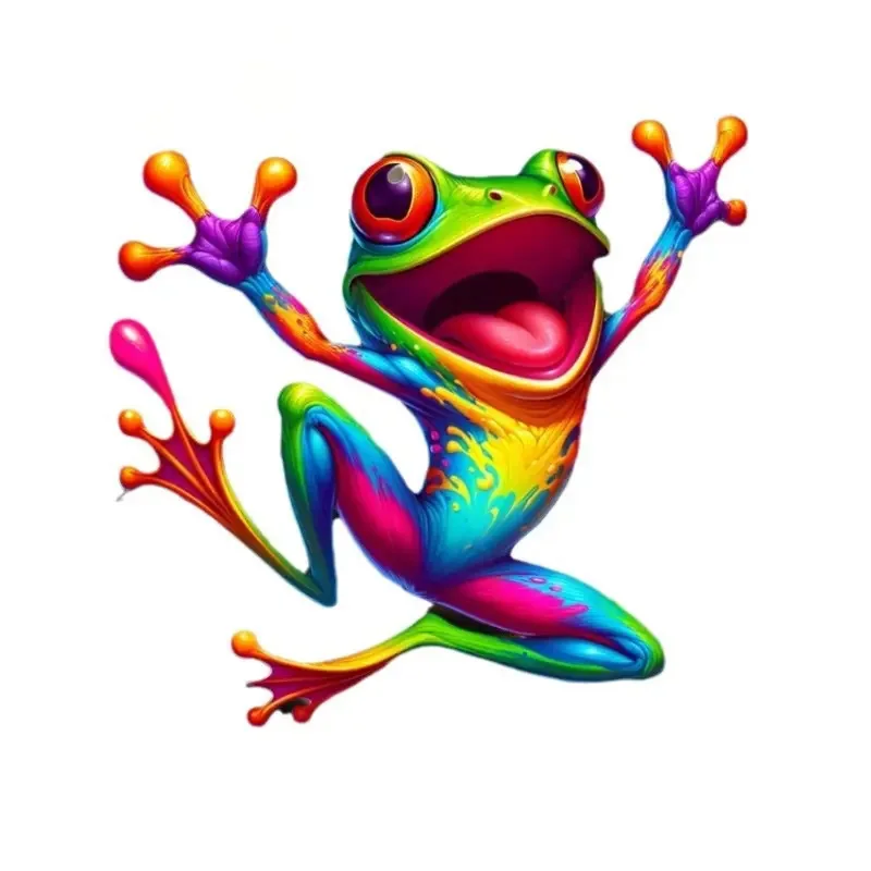 Colorful Funny Green Frog Jumping Toliet Stickers, Cartoon Frog Vinyl Decal For Toilet Lid, Bathroom Decor
