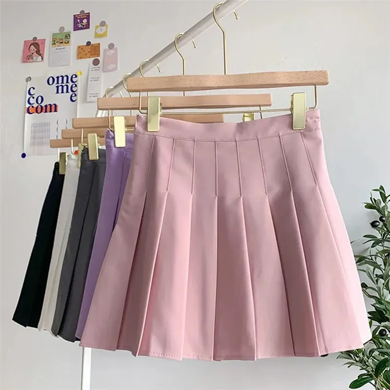 Solid Color A-line Short Women Summer Western Cloth Fabric High Waist Slim Half Skirt Autumn Winter Jk Short Skirt Sweet Style 3