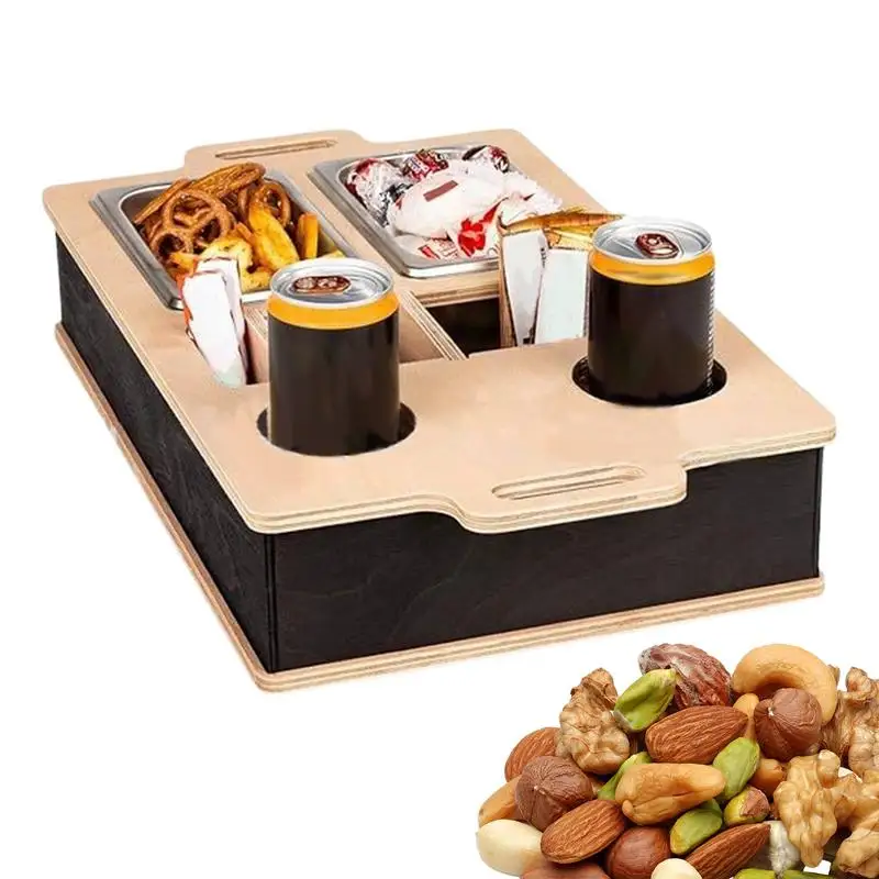 

Sofa Organizer Wooden Countertop Couch Storage Multiusage Bread Snack Tray Remote Control Holder Beverage Phone Stand Supplies