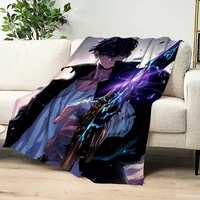 Leveling Hot-blood Solo Flannel warm anime soft Korean plush blanket for sofa living 2 room office Season bedroom travel gift 2