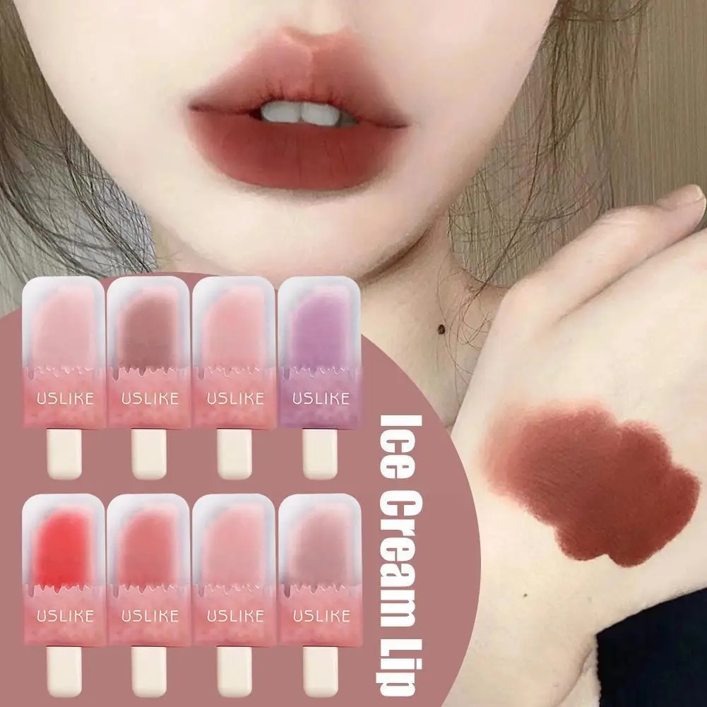 

Матовая помада, водостойкий глянцевый блеск для губ с мороженым, яркий сексуальный блеск для губ, яркий красный блеск, стойкий тинт для губ I3L6