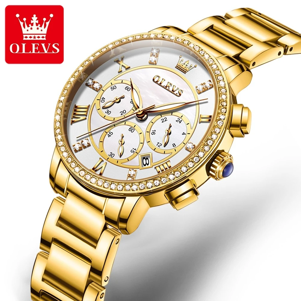 

OLEVS 9976 Quartz Fashion Watch Gift Round-dial Stainless Steel Watchband