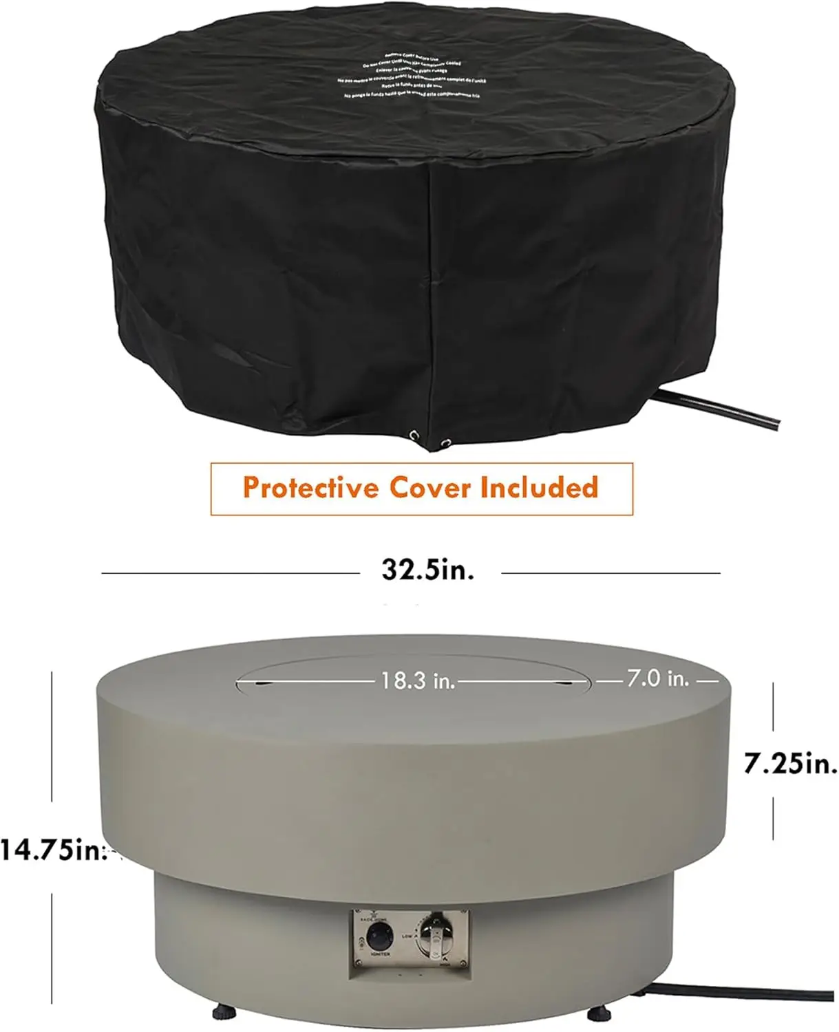 Flint & Concrete 33" Propane Fire Pit Table 1