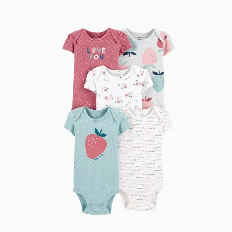 Newborn Baby Girl Boy Clothes Summer Short Sleeve 100% Cotton Baby Romper Toddler Kids Bodysuit Children's Overalls 5 PCS/LOT 6