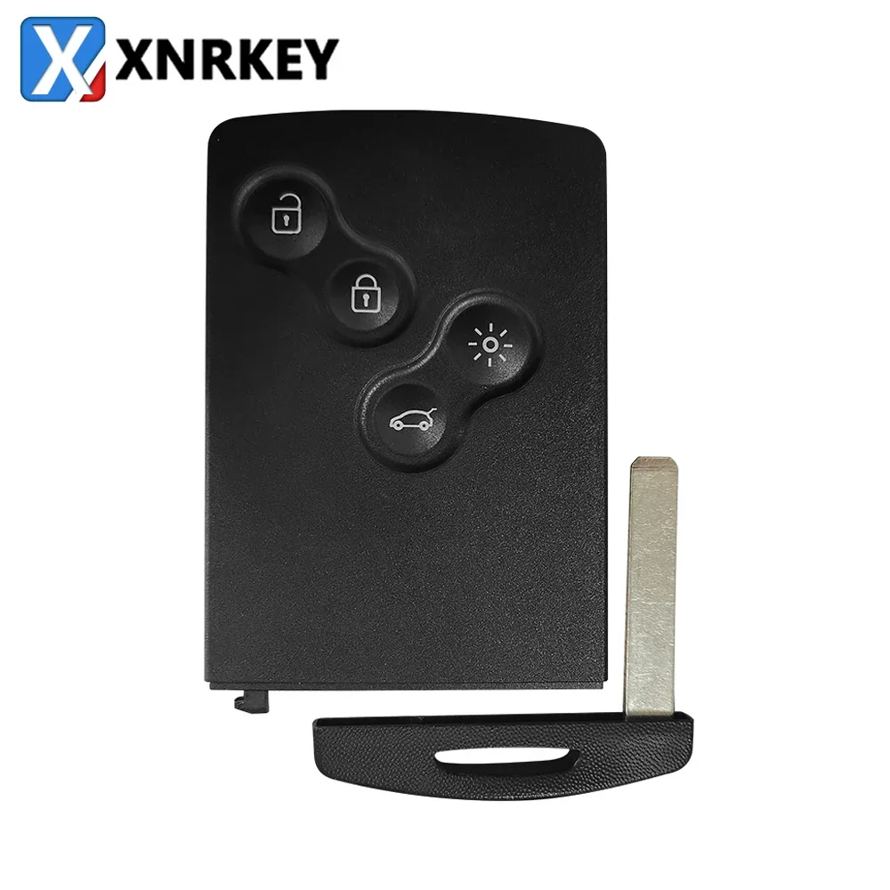 XNRKEY 4 Button Remote Card Key Shell for Renault Megane Koleos Clio Key Case Cover with VA2 Blade Without Logo yiqixin small emergency blade replacement car key shell for renault clio logan megane 2 3 koleos scenic smart case card remote