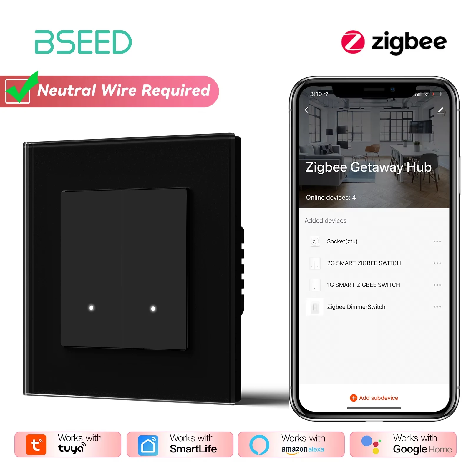 2Gang Black Zigbee