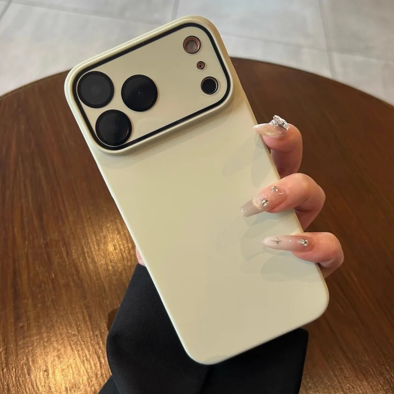 Luxury Matte Slim Hard PC Shockproof Phone Case with Glass Lens Camera Protection