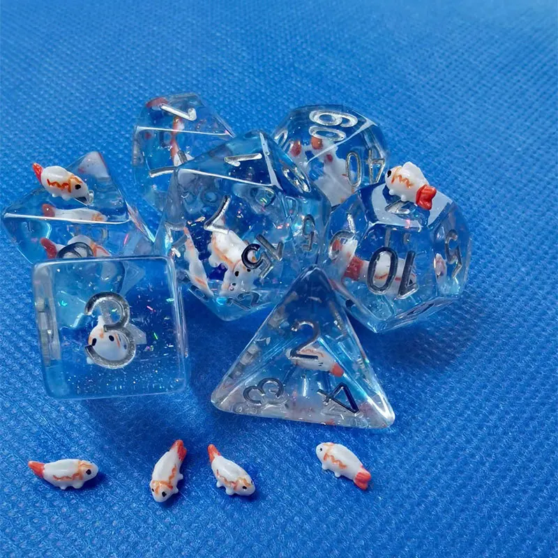 7Pcs Resin D4 D6 D8 D10 D12 D20 Dice Set Polyhedral Inline Animal Dices for RPG Board Game and Tabletop Games game dice dice set