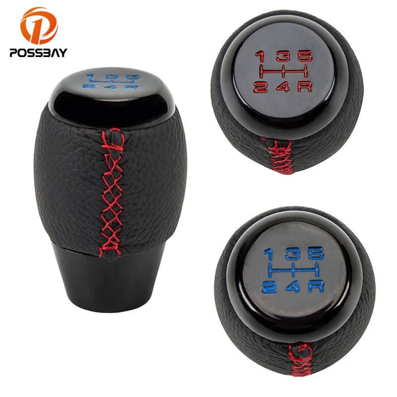 Posbay Car Interior Leather Manual 5 Speed Level Shifter Pomello Del Cambio Accessori Auto Pomos Para Palanca De Cambios Universal