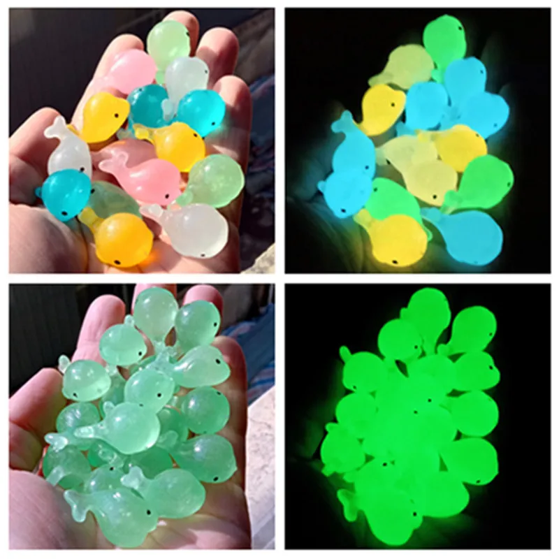 20pcs Luminous Whale Stones Resin Ornaments Aquarium Decoration Fluorescent Dolphin Micro Landscape Gravels