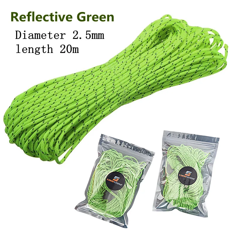 

2.5mm mountaineering tent rope accessories outdoor windproof canopy tarpaulin camping rope reflective drying rope 20 meters